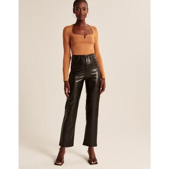 Abercrombie & Fitch Pants - Abercrombie & Fitch Vegan Leather Ankle Straight Ultra High Rise Pant SHORT